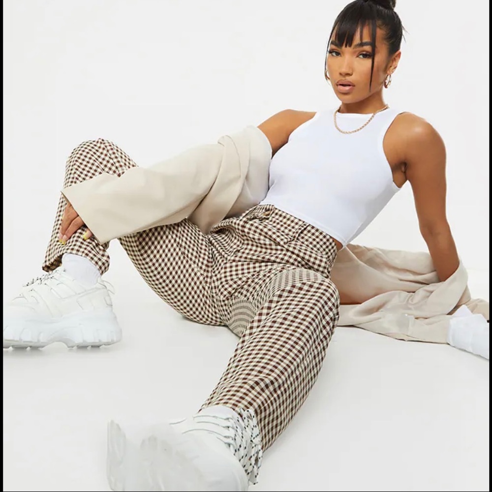 NWT PLT Brown Checked Trousers